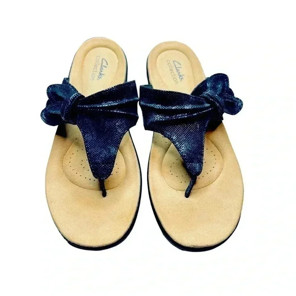 Clarks Women’s Sandal Black Slip-On Size 8 Preowned Great Condition - Picture 1 of 8